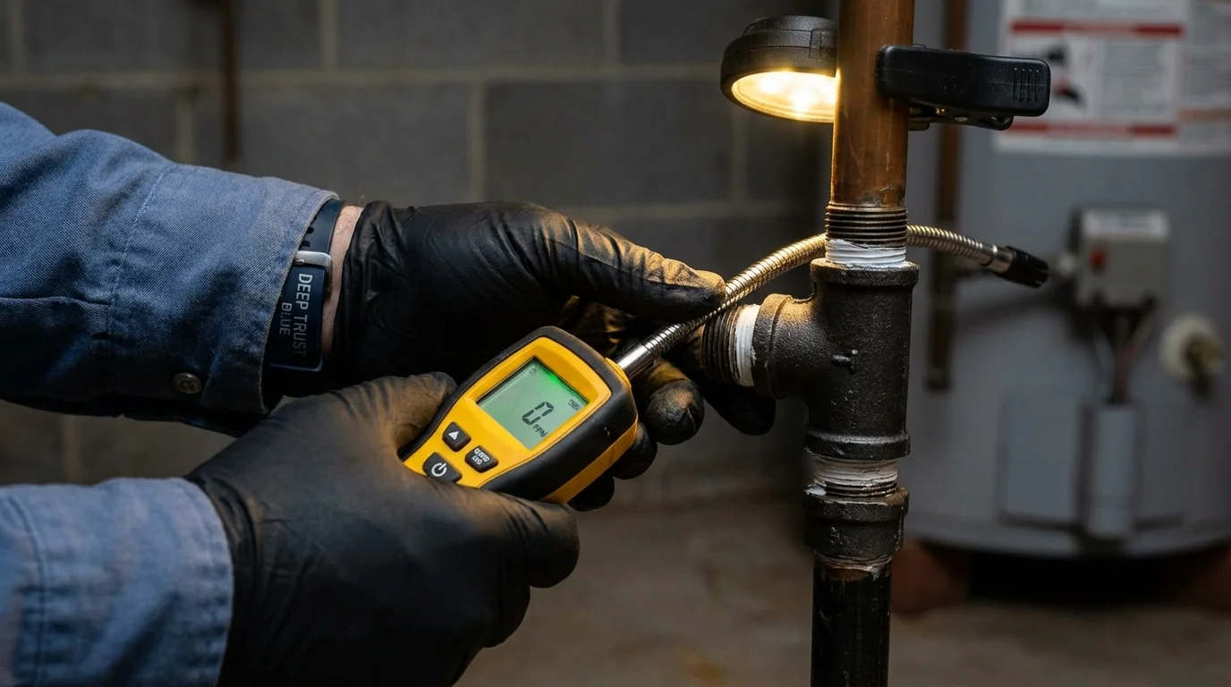 Gas leak detection with electronic sniffer by Johns Plumbing LLC in Fultondale