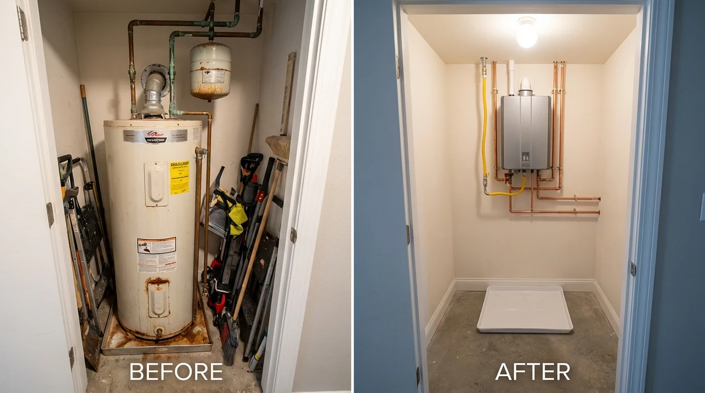 Tank water heater versus wall-mounted tankless unit comparison for Fultondale, AL homeowners